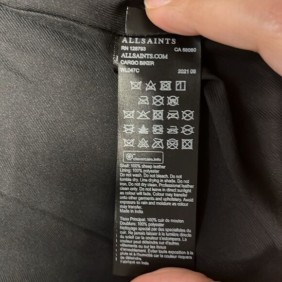 NWT ALL SAINTS | Black Cargo Distressed Leather Biker Jacket XS 2 - Picture 9 of 9